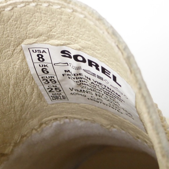 SOREL Womens Joan Now Wedge Loafers Cream Leather Platform Slip On Size 8 - Picture 7 of 8